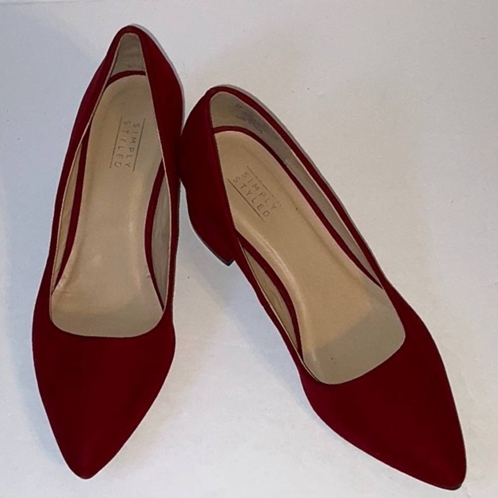 Simply Styled, Red Suede-Like Pumps, 9.5